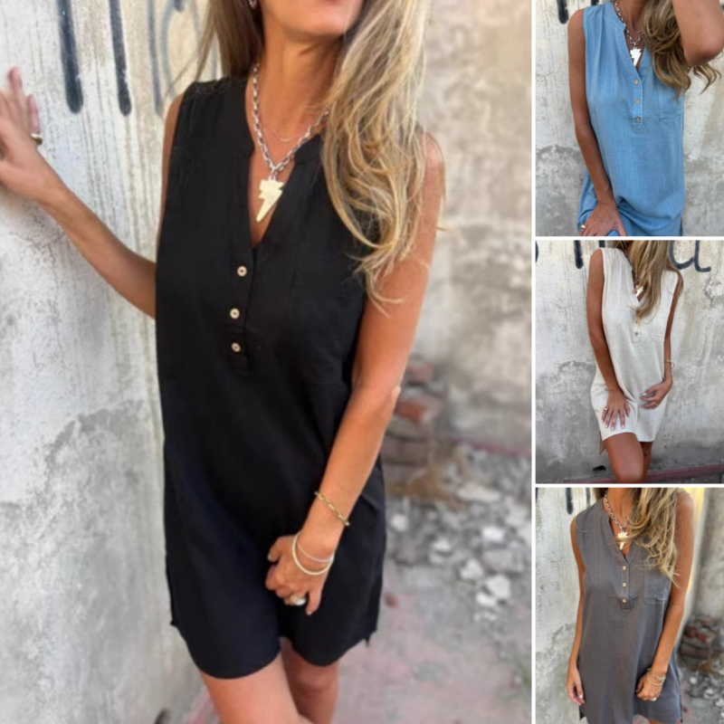 Clara | Elegancka sukienka bez rękawów z dekoltem w szpic