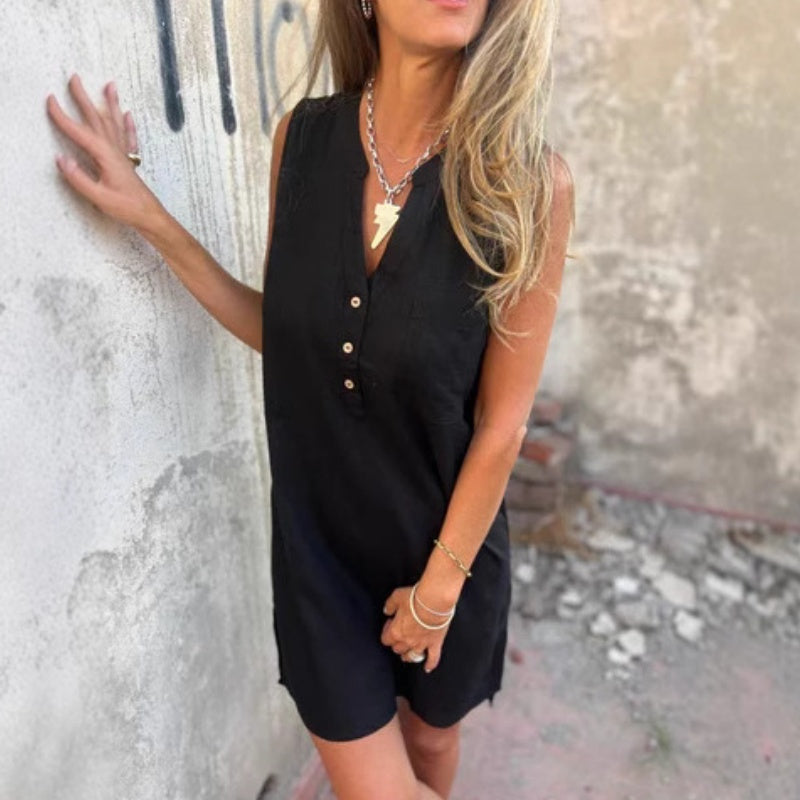 Clara | Elegancka sukienka bez rękawów z dekoltem w szpic